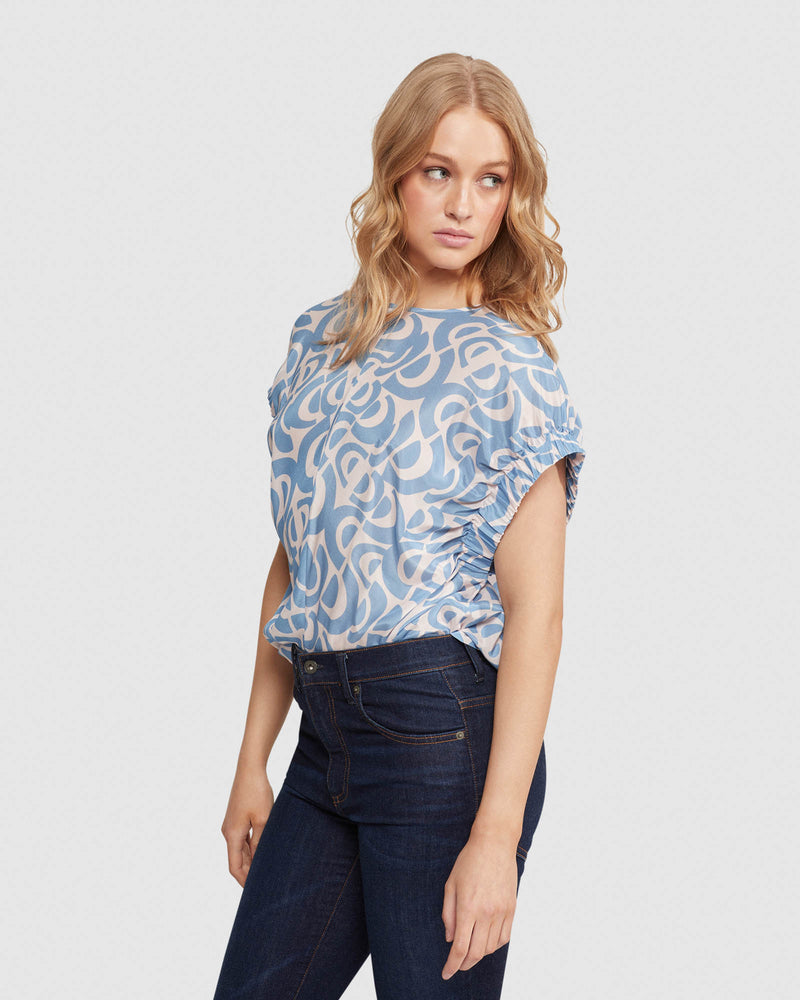 LANA GEO PRINT TOP WOMENS TOPS