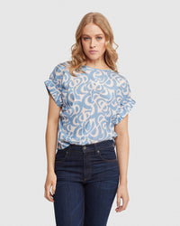 LANA GEO PRINT TOP WOMENS TOPS