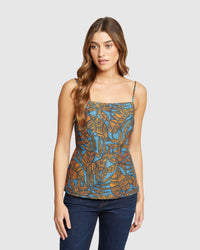 NIKKI TROPICAL PRINT TOP WOMENS TOPS