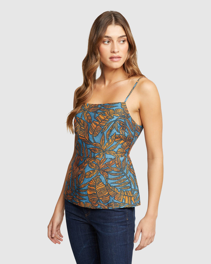 NIKKI TROPICAL PRINT TOP WOMENS TOPS