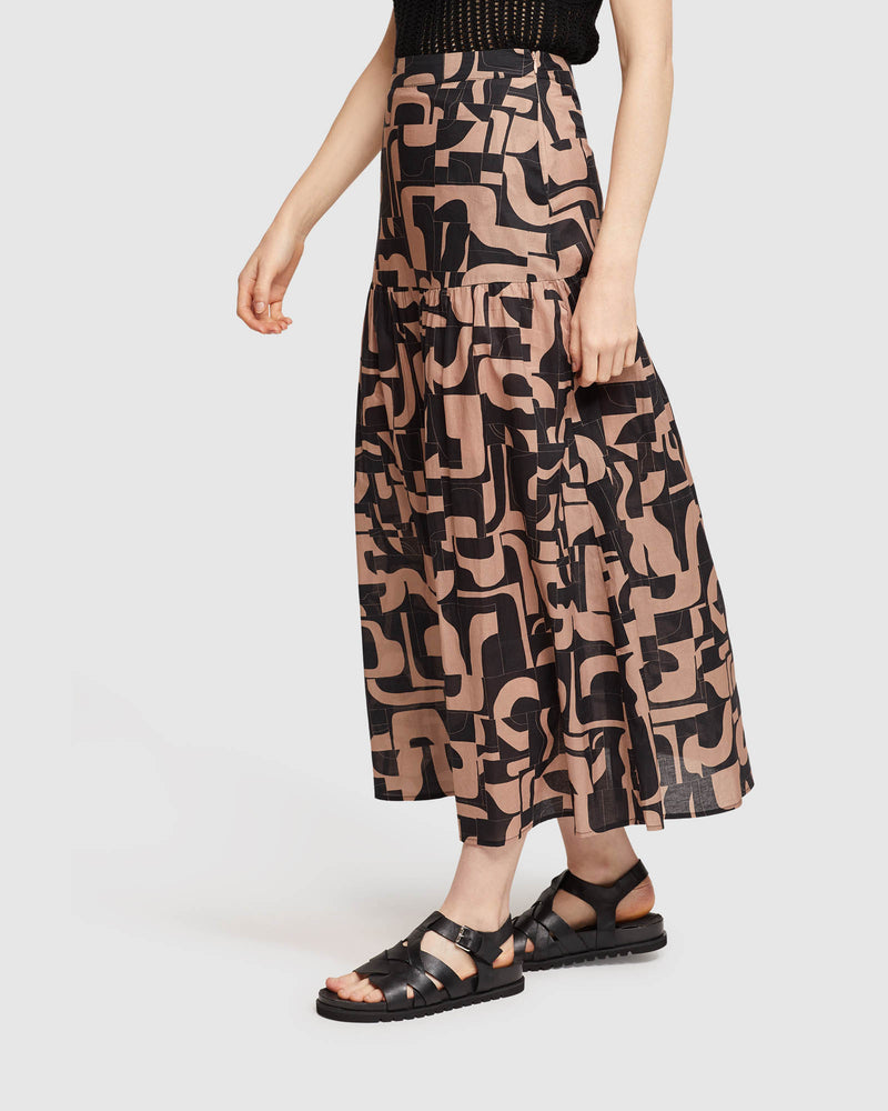 OLIVIA GEO PRINT VOILE SKIRT - AVAILABLE ~ 1-2 weeks WOMENS SKIRTS