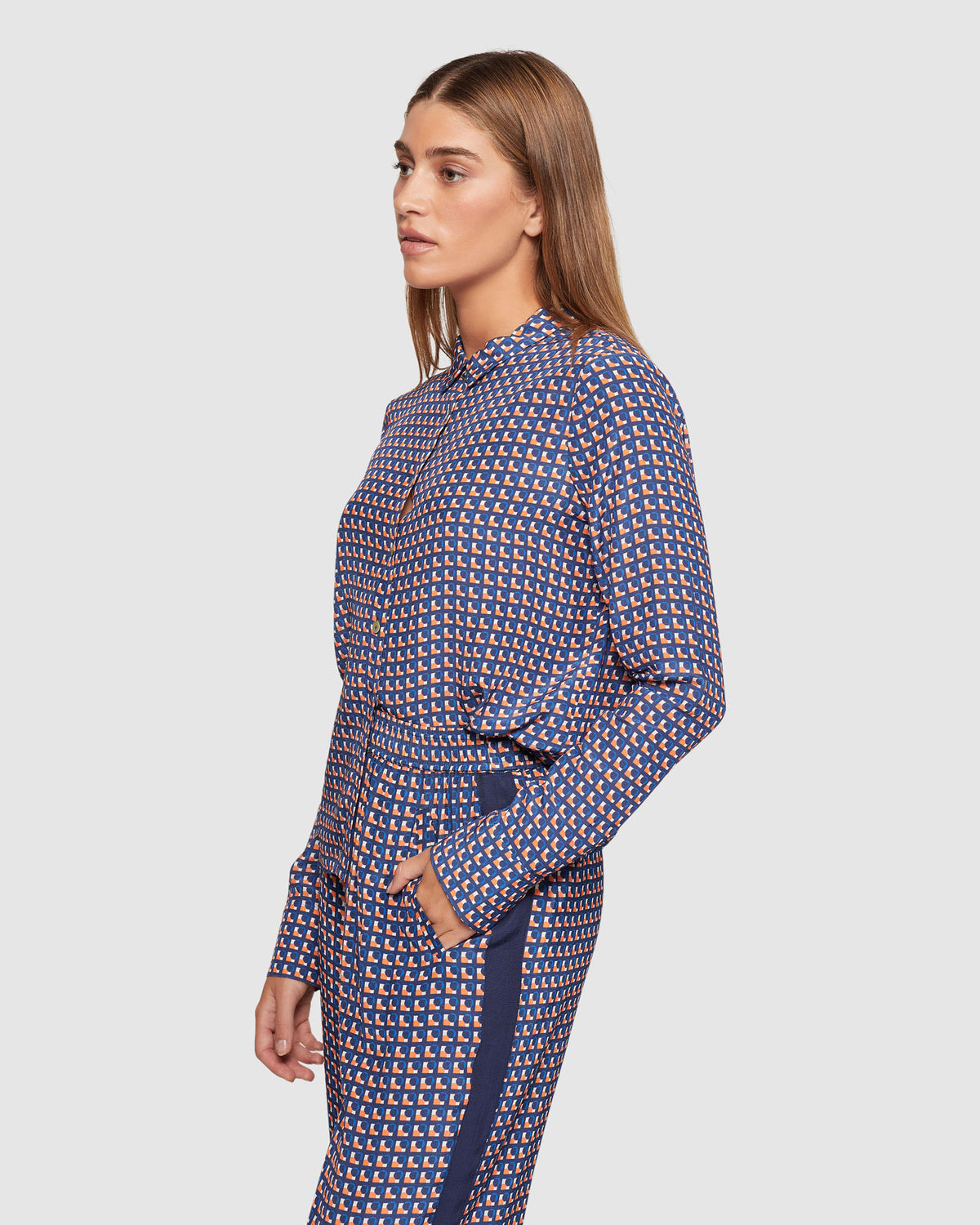 POPPY GEO PRINTED BLOUSE WOMENS SHIRTS