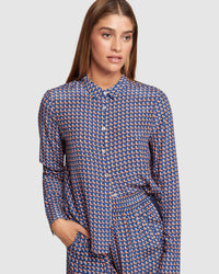 POPPY GEO PRINTED BLOUSE WOMENS SHIRTS