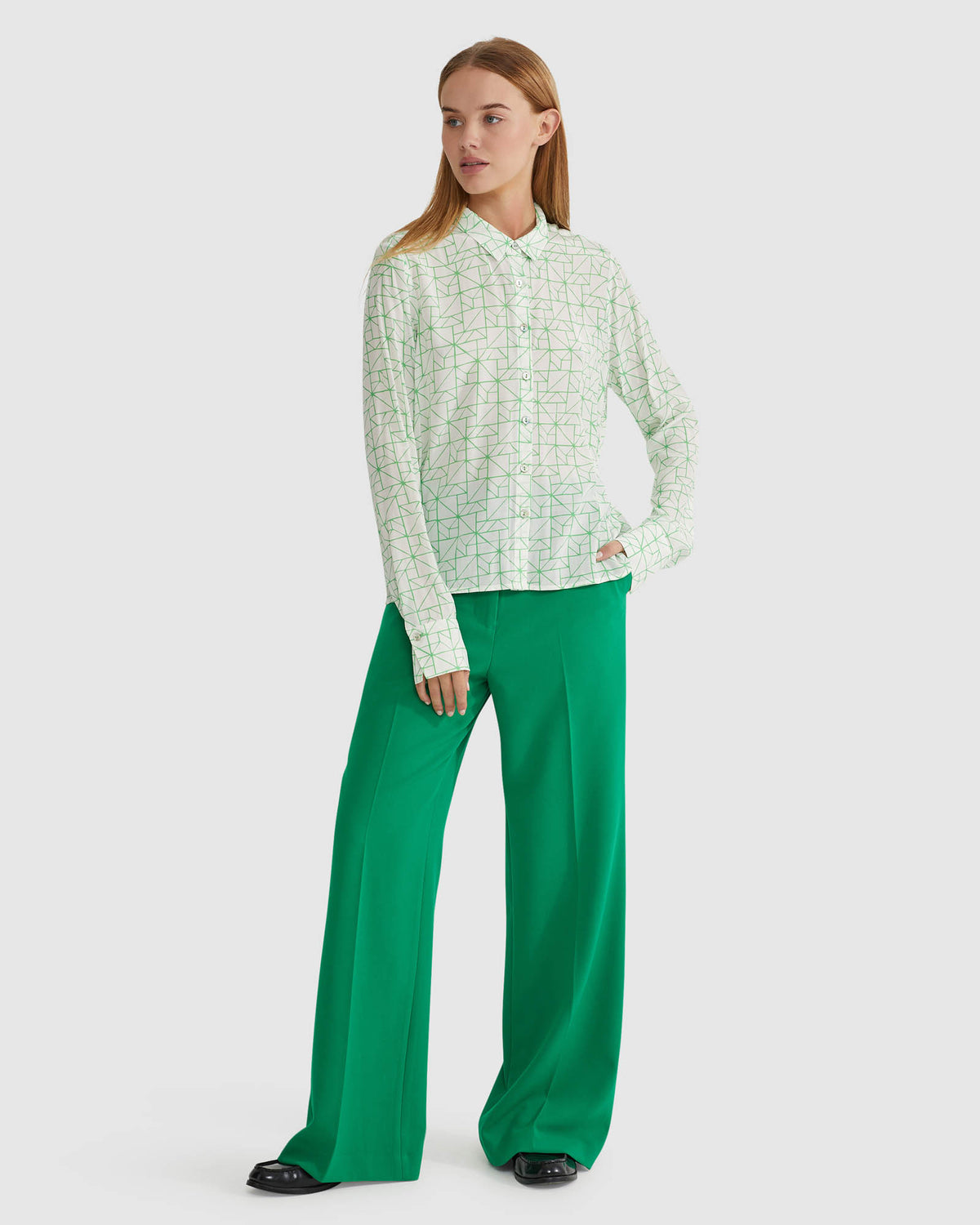 POPPY GEO PRINT BLOUSE WOMENS SHIRTS