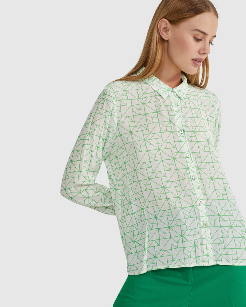 POPPY GEO PRINT BLOUSE WOMENS SHIRTS