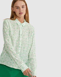 POPPY GEO PRINT BLOUSE WOMENS SHIRTS