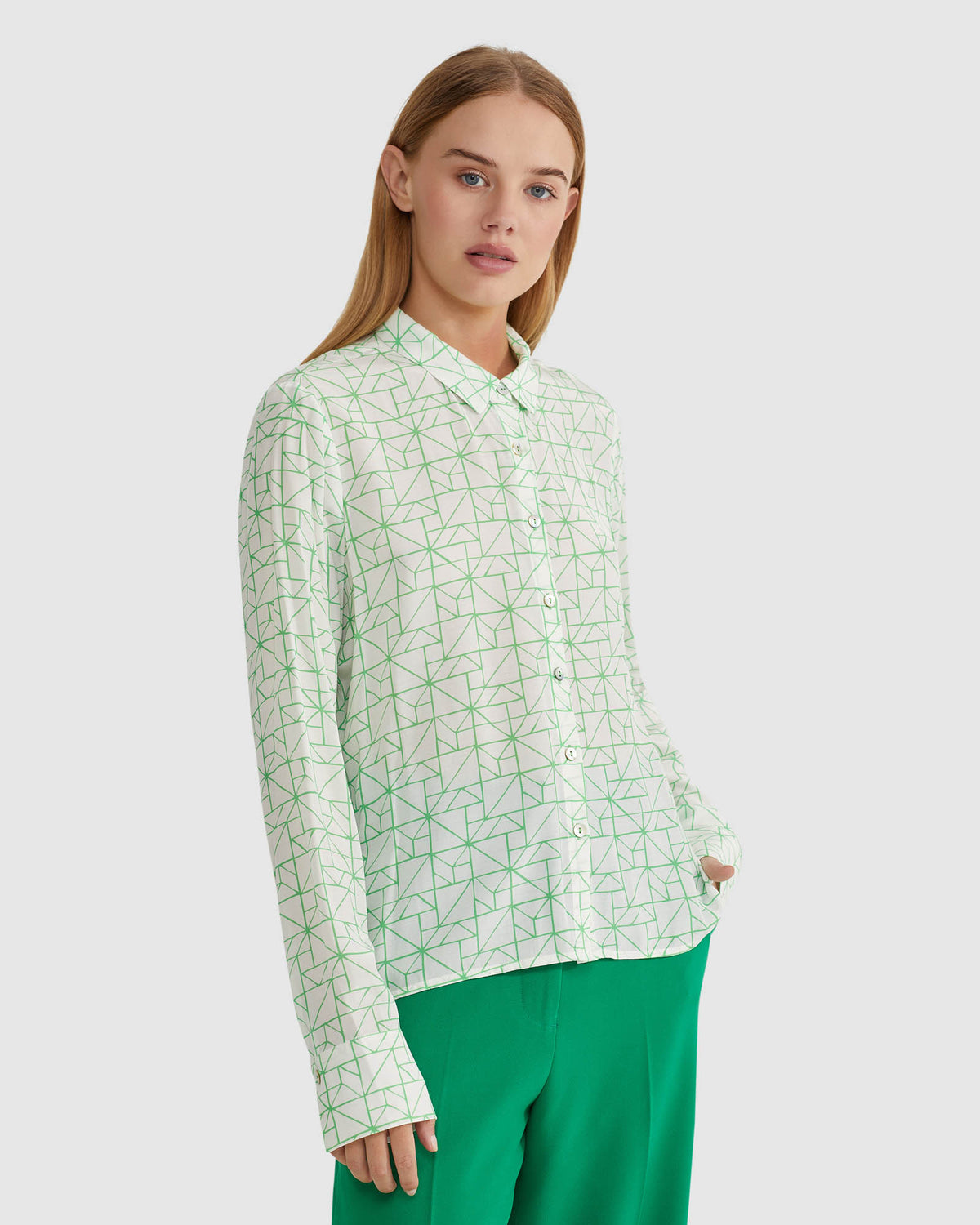 POPPY GEO PRINT BLOUSE WOMENS SHIRTS