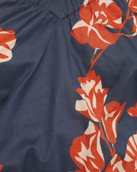 BILLY TROPICAL PRINT COTTON TOP NAVY/SPICE