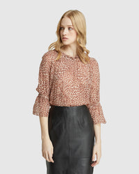 GRACE ANIMAL PRINTED TOP NATURAL