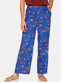 CYIA FLORAL PRINT PANTS BLUE