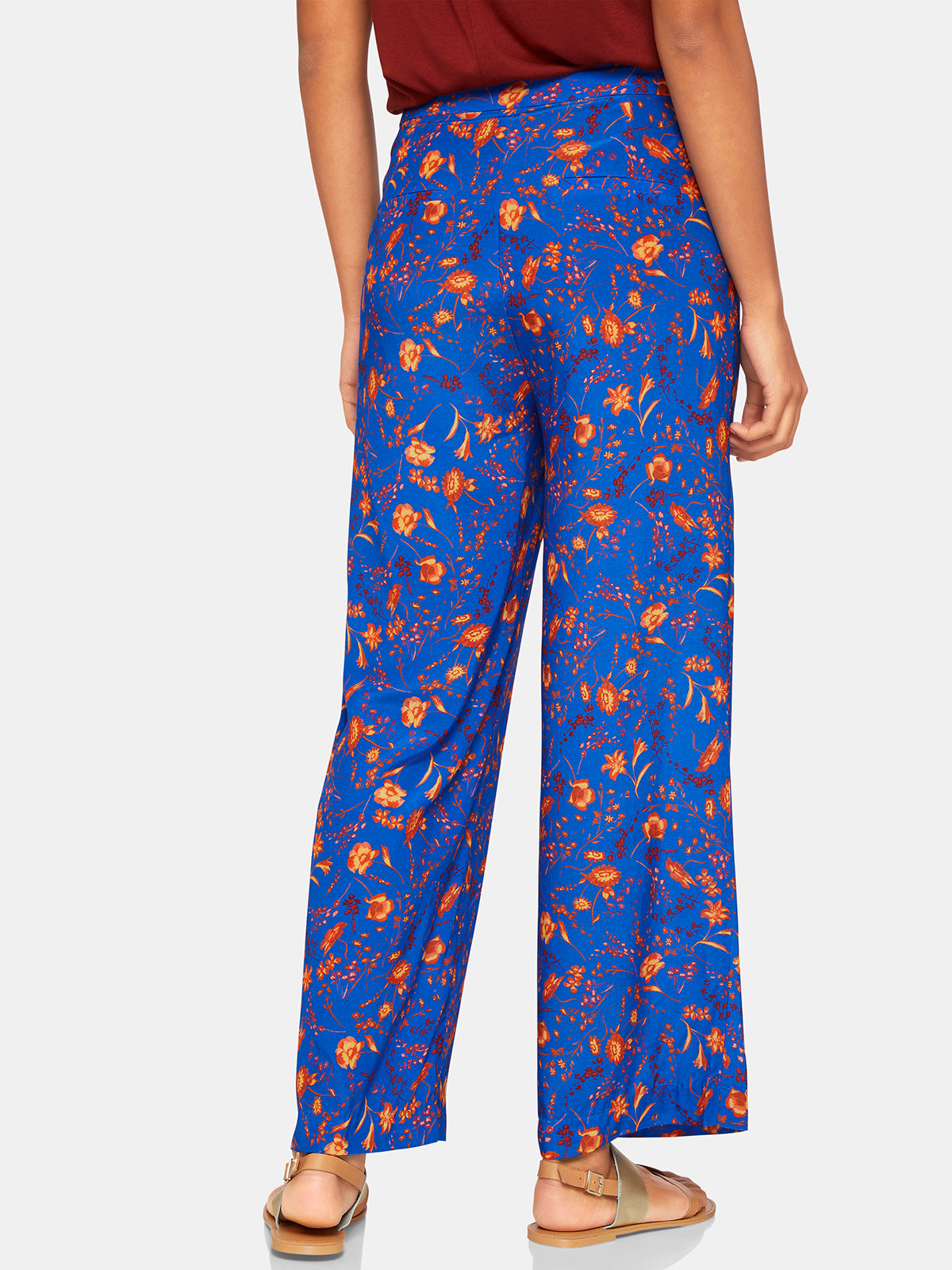 CYIA FLORAL PRINT PANTS BLUE