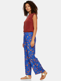 CYIA FLORAL PRINT PANTS BLUE