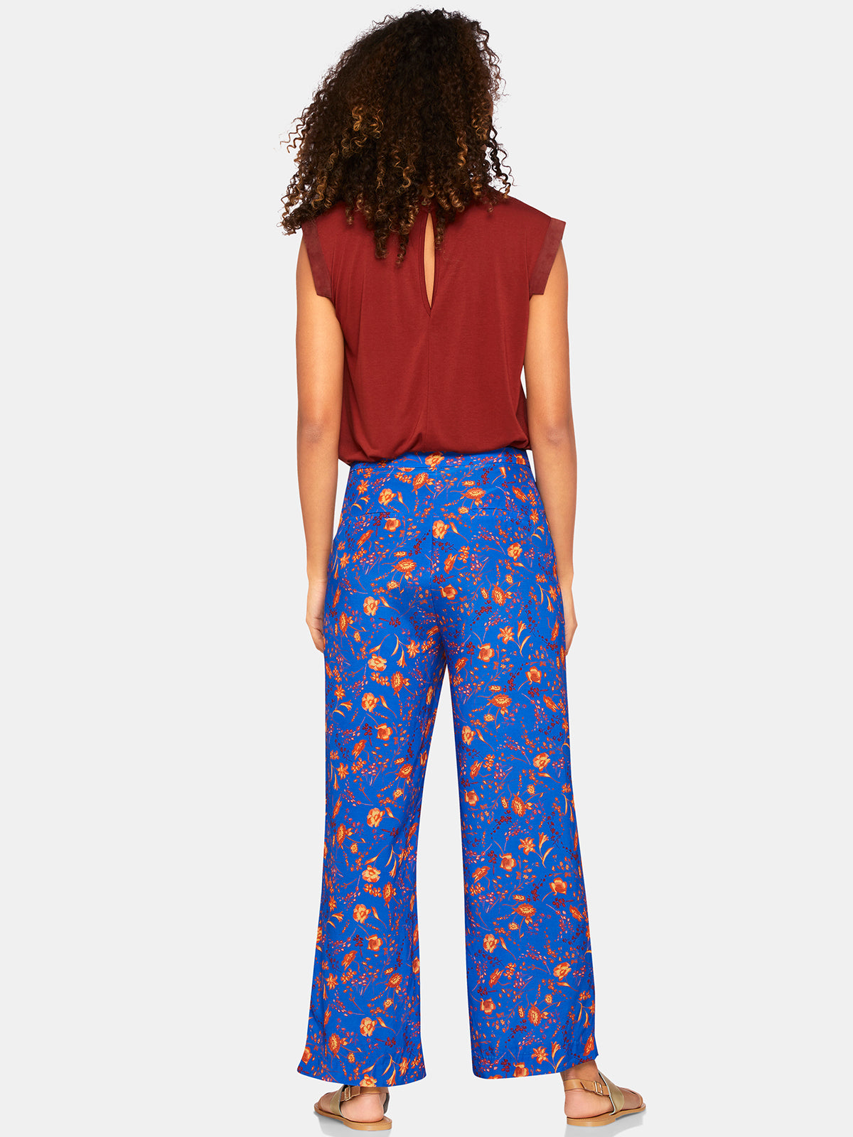 CYIA FLORAL PRINT PANTS BLUE