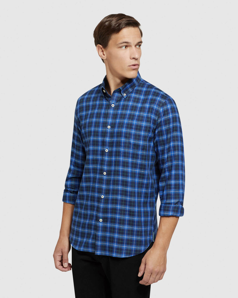 PORTLAND CTTN/LINEN CHECK REGULAR SHIRT MENS SHIRTS