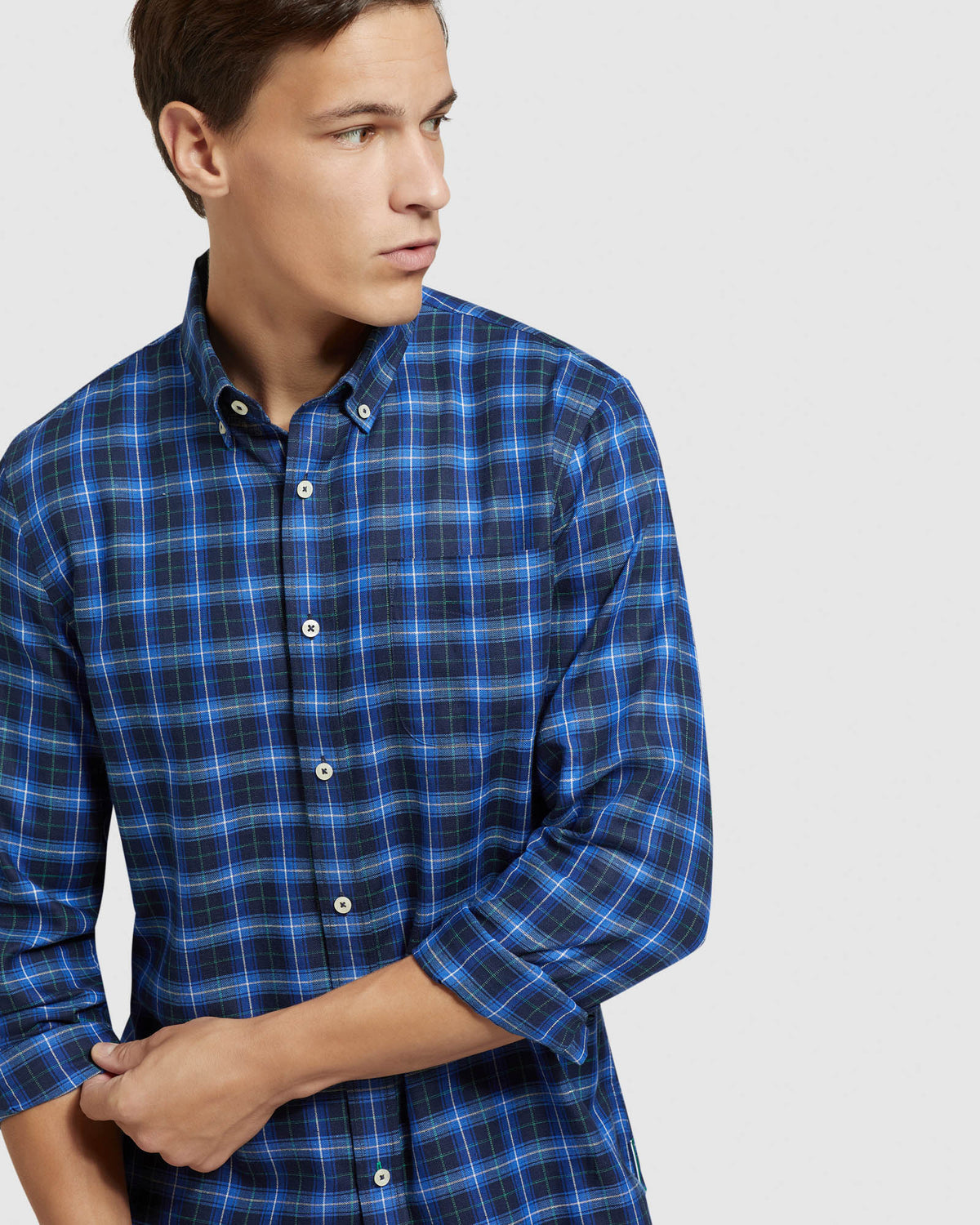 PORTLAND CTTN/LINEN CHECK REGULAR SHIRT MENS SHIRTS
