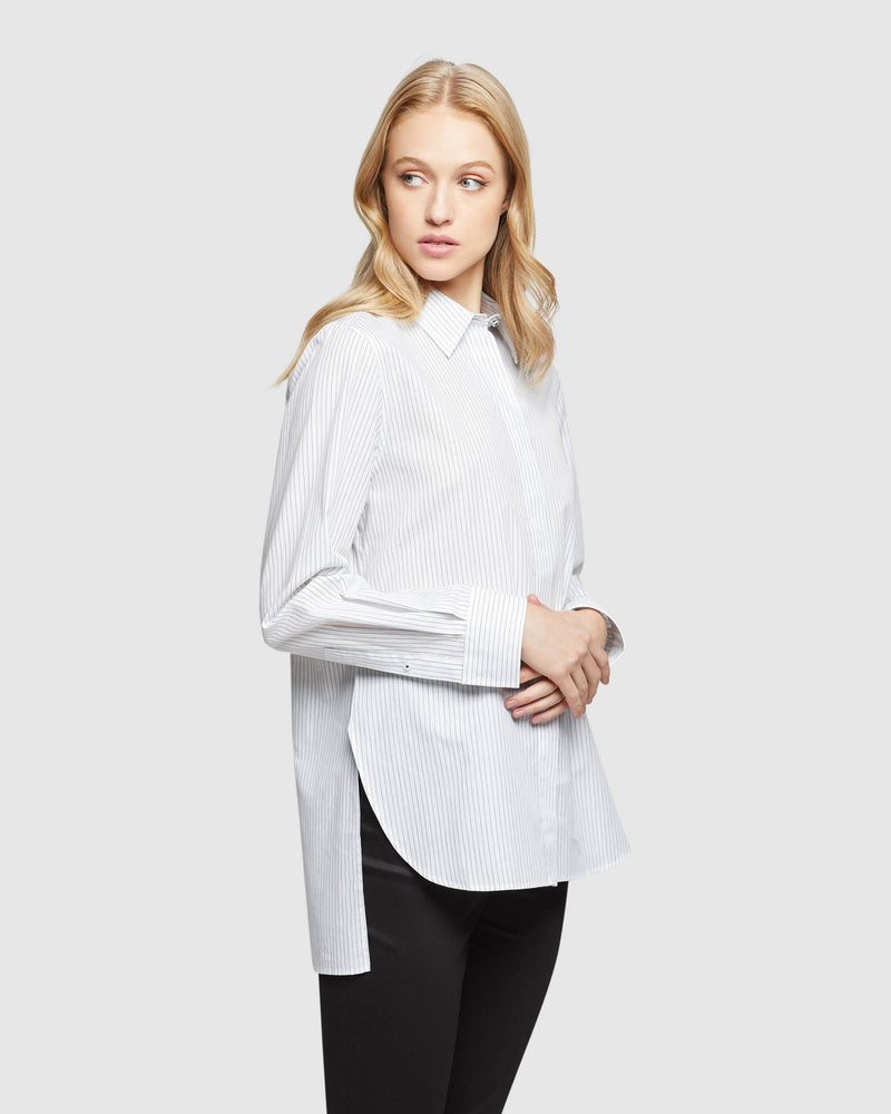 SAVANNA PINSTRIPE SHIRT WOMENS SHIRTS