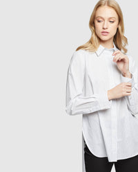 SAVANNA PINSTRIPE SHIRT WOMENS SHIRTS