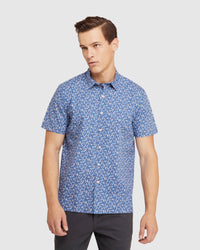 LEYTON FLORAL RELAXED FIT SHORT SLEEVE SHIRT BLUE