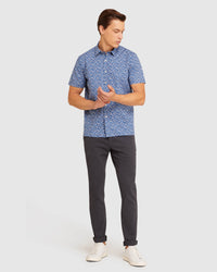 LEYTON FLORAL RELAXED FIT SHORT SLEEVE SHIRT BLUE