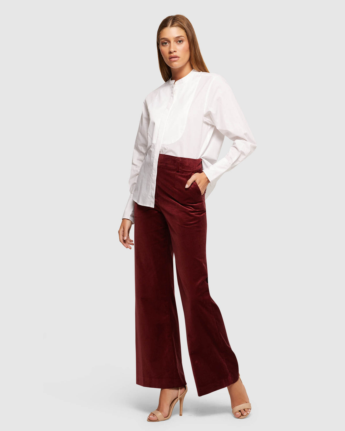 LEILA BIB FRONT SHIRT WOMENS SHIRTS