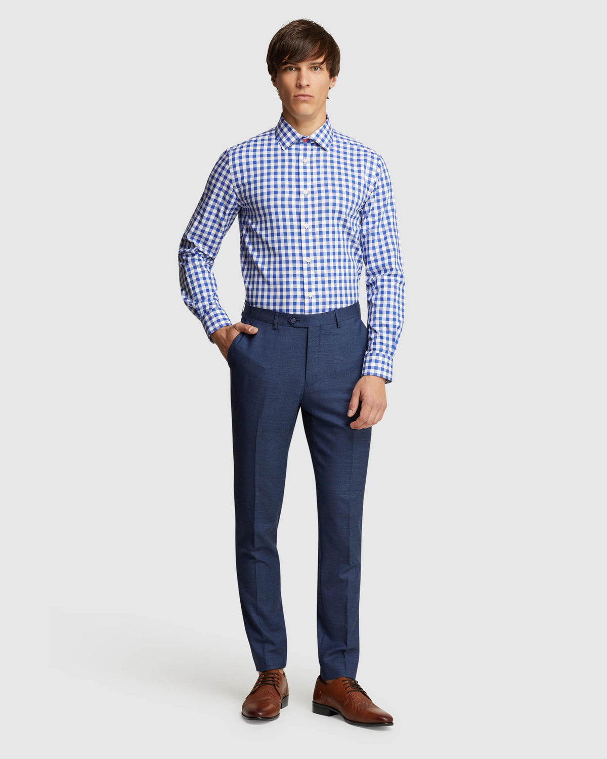 BECKTON CHECKED SHIRT FRENCH BLUE