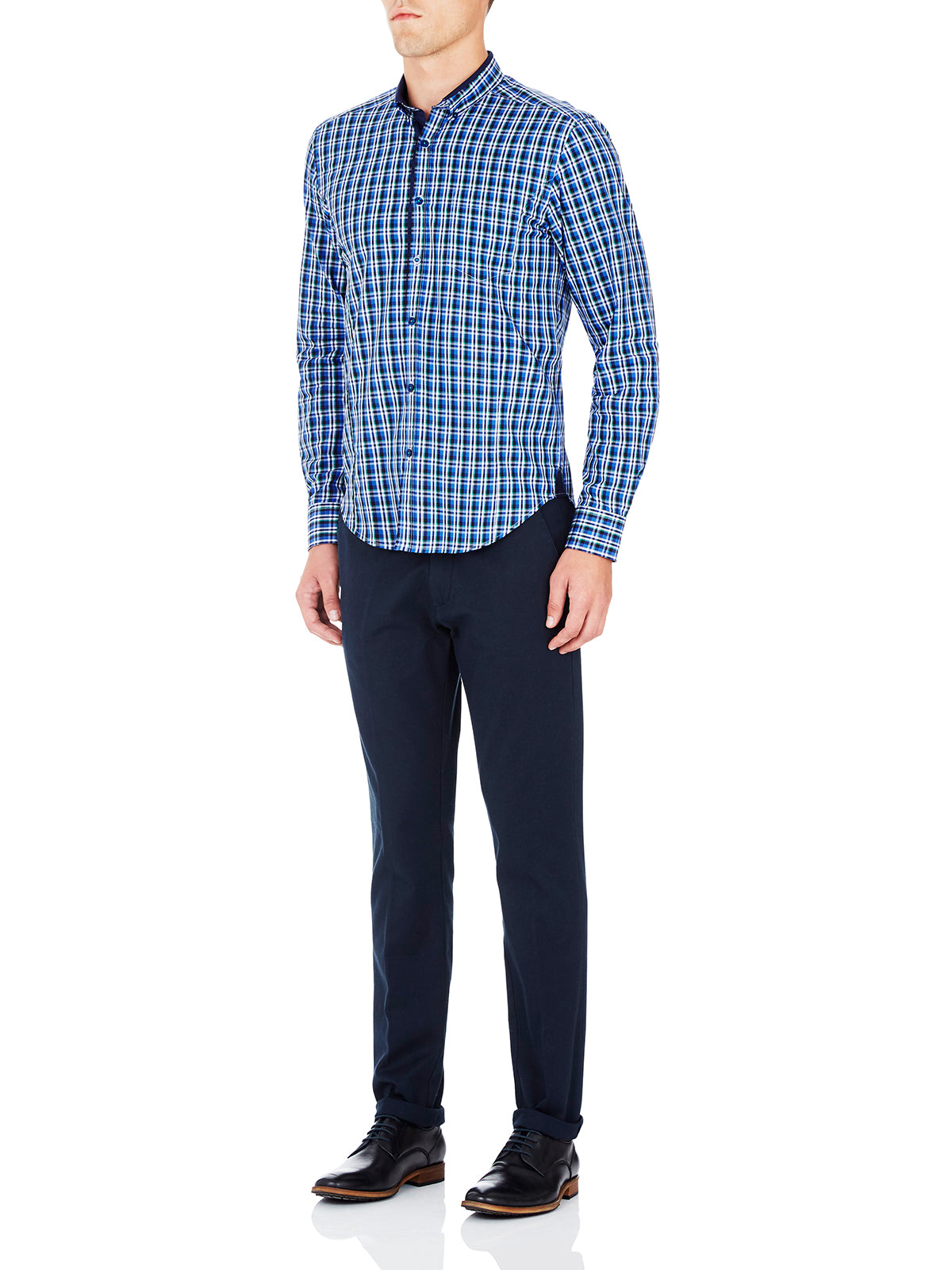 LEYTON CHECKED SHIRT BLUE