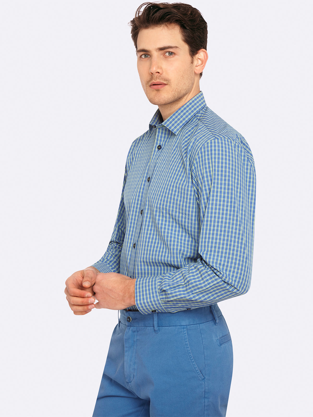 KENTON REGULAR FIT SHIRT BLU/GRN