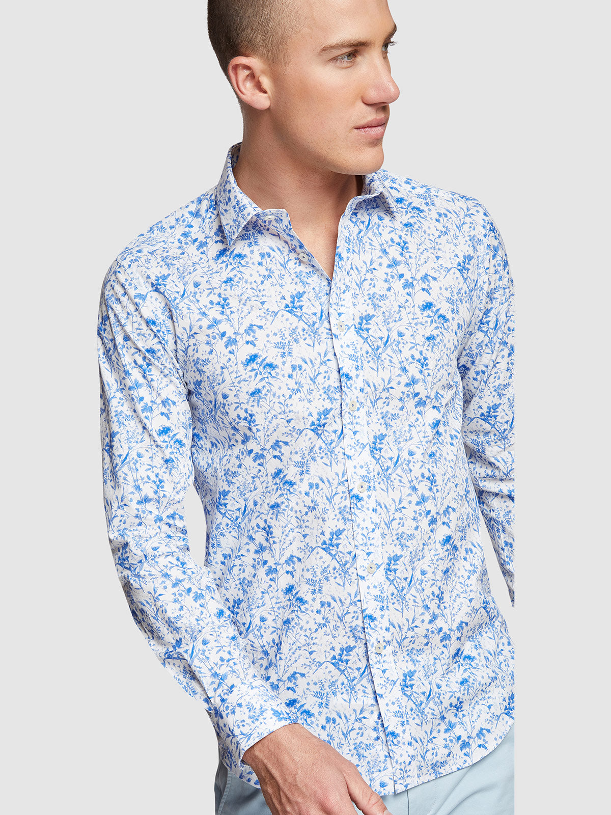 KENTON FLORAL PRINTED SHIRT WHITE/BLUE
